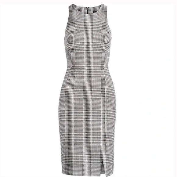 Banana Republic Plaid Bi-Stretch Racer Neck Sheath Dress Size 0 - Picture 4 of 7
